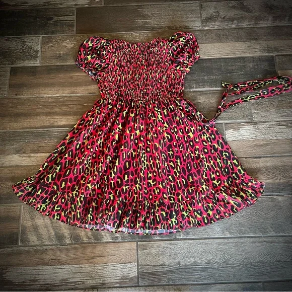 Sourpuss red leopard print dress S - Picture 2 of 10